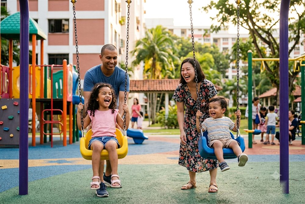 Young family at the playground